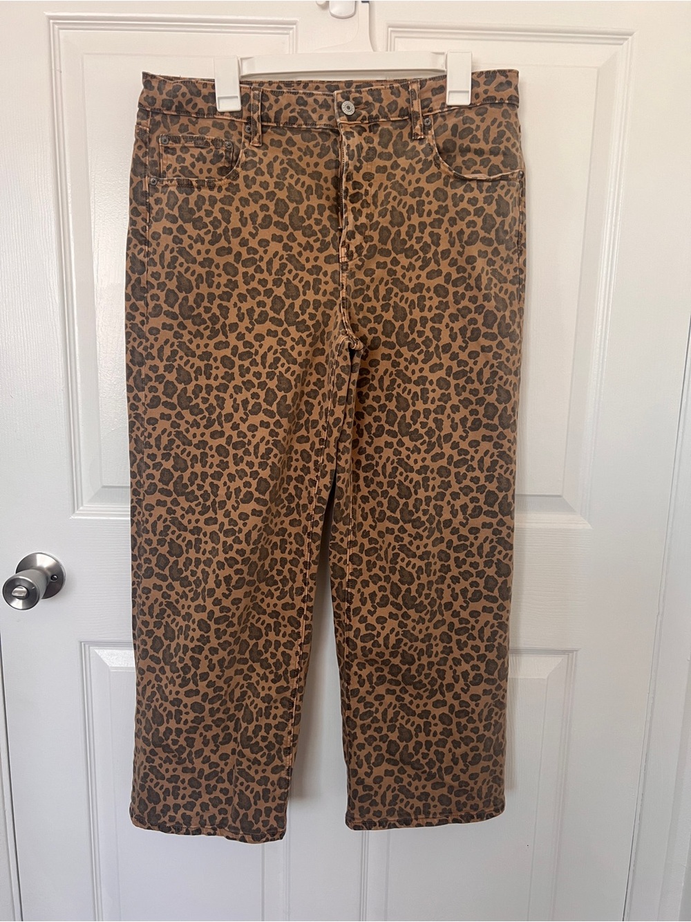 American Eagle Outfitters Leopard Print Straight Leg Jeans - Brown/Black